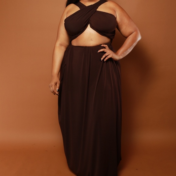 CHOCOLATE SPRING/SUMMER MAXI DRESS - Picture 5 of 5